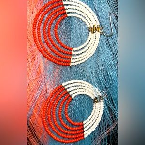 Burnt orang off white hoops